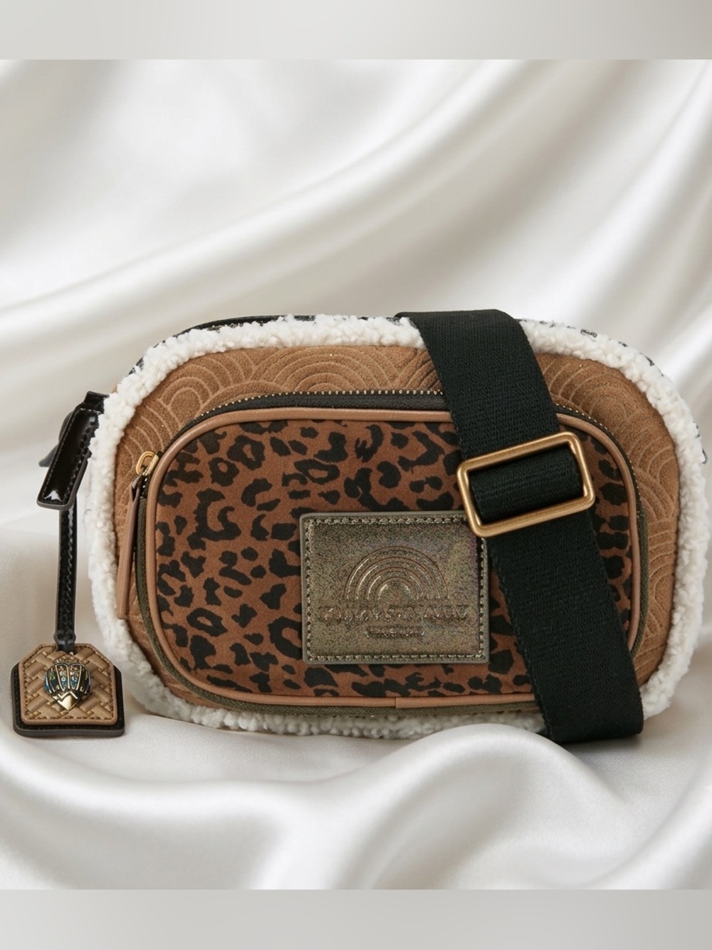NWT Southbank Leopard Suede and Shearling Camera Crossbody Bag